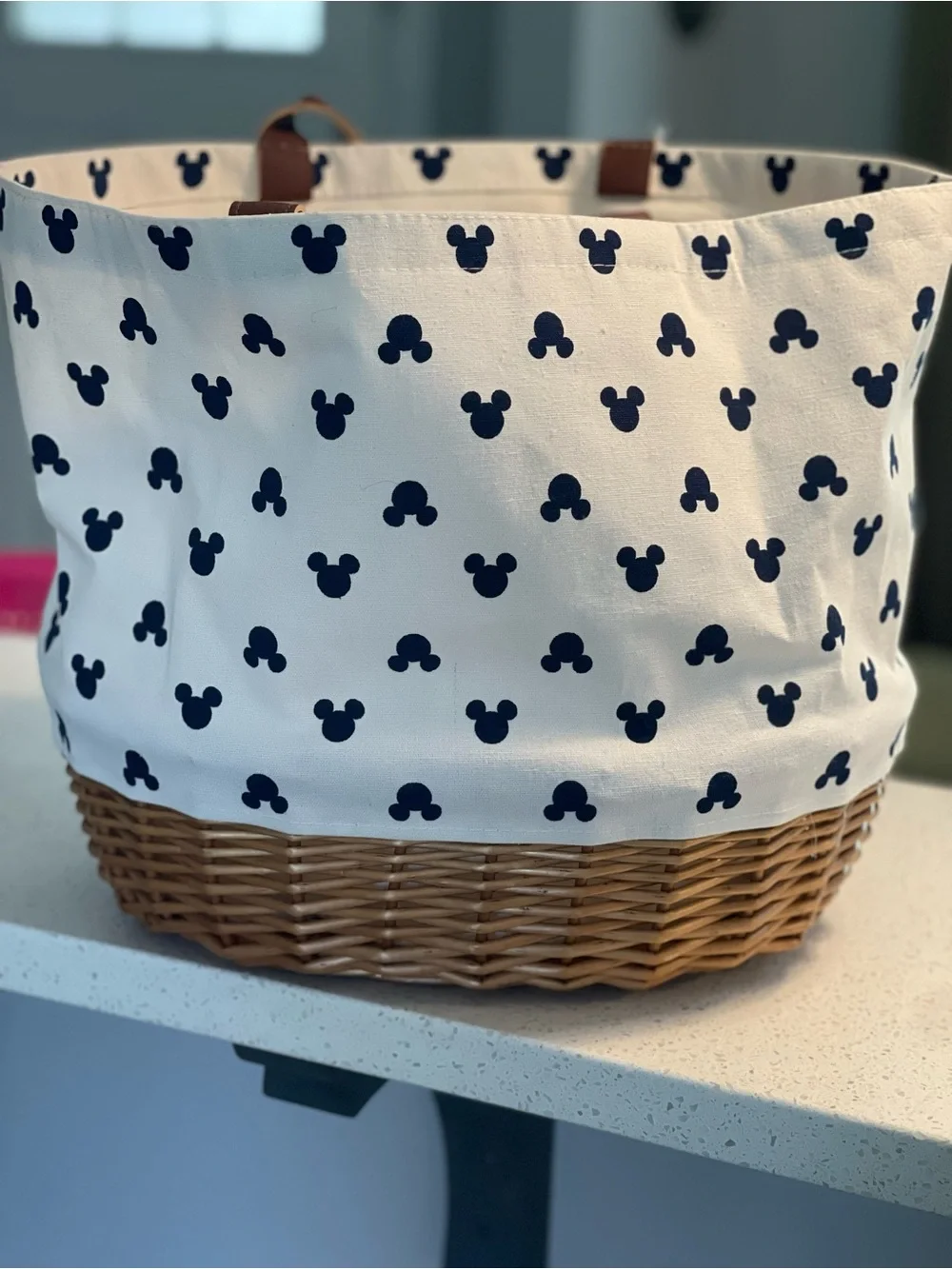 NWT Disney Mickey Mouse Picnic Time Coronado Canvas and Willow Basket Tote - Picture 8 of 13